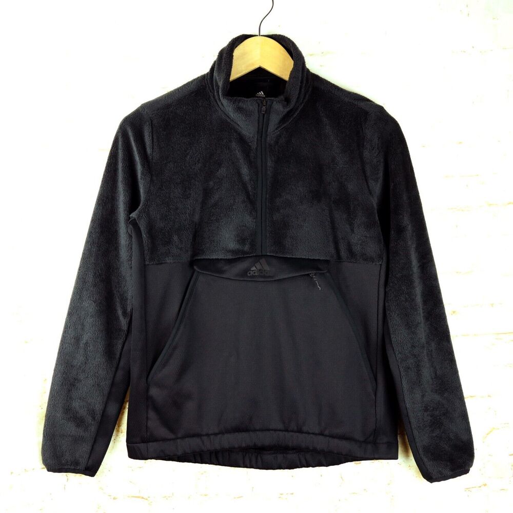 Adidas Originals Sweatshirt Women S Black Fleece Detail Half-Zip Pocket Gorpcore